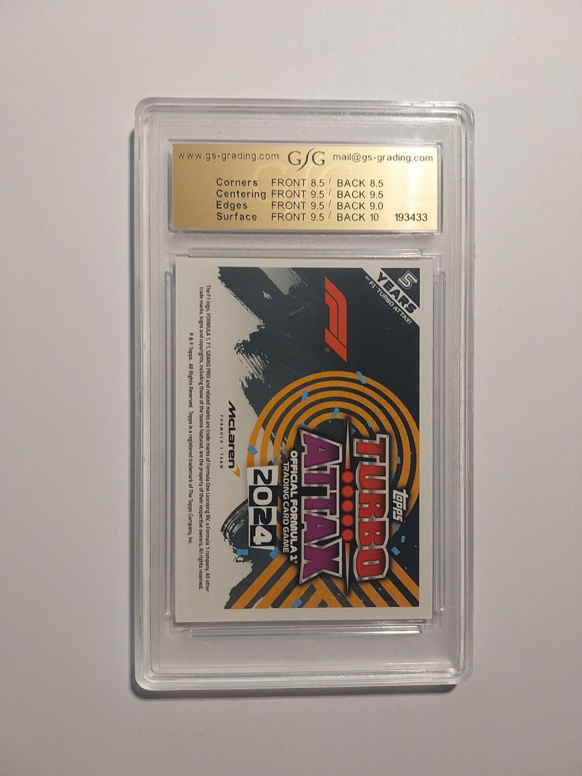 Topps Turbo 2024 McLaren Formula 1 Team Card GSG 9 = PSA Parallel 189/299 Rare – Bild 3