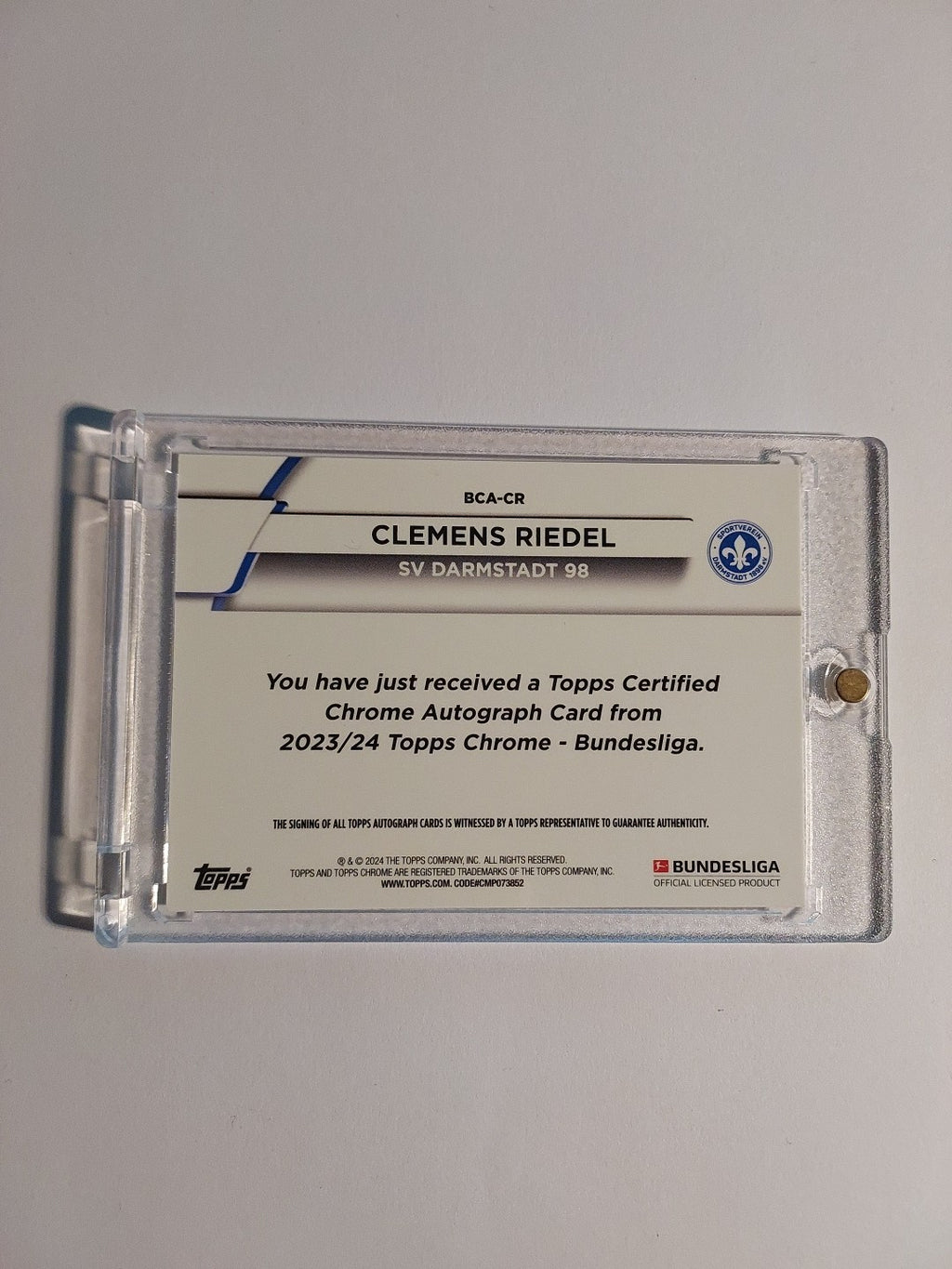 Topps Chrome Bundesliga 2023-24 Clemens Riedel Auto Darmstadt Parallel Refractor – Bild 3