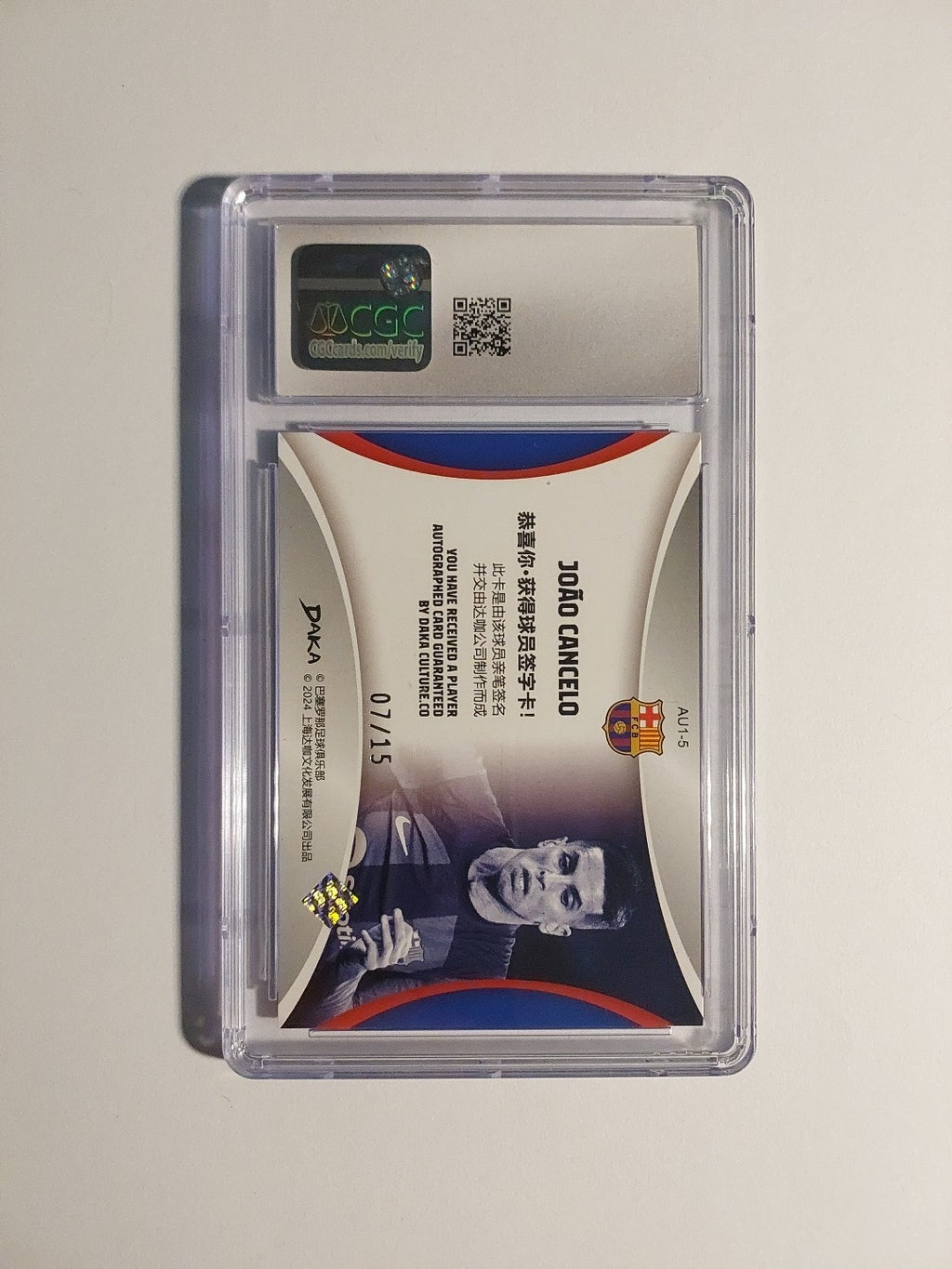 Daka Barcelona 2023-24 Joao Cancelo Auto Parallel 7/15 Refractor CGC 10 = PSA – Bild 3