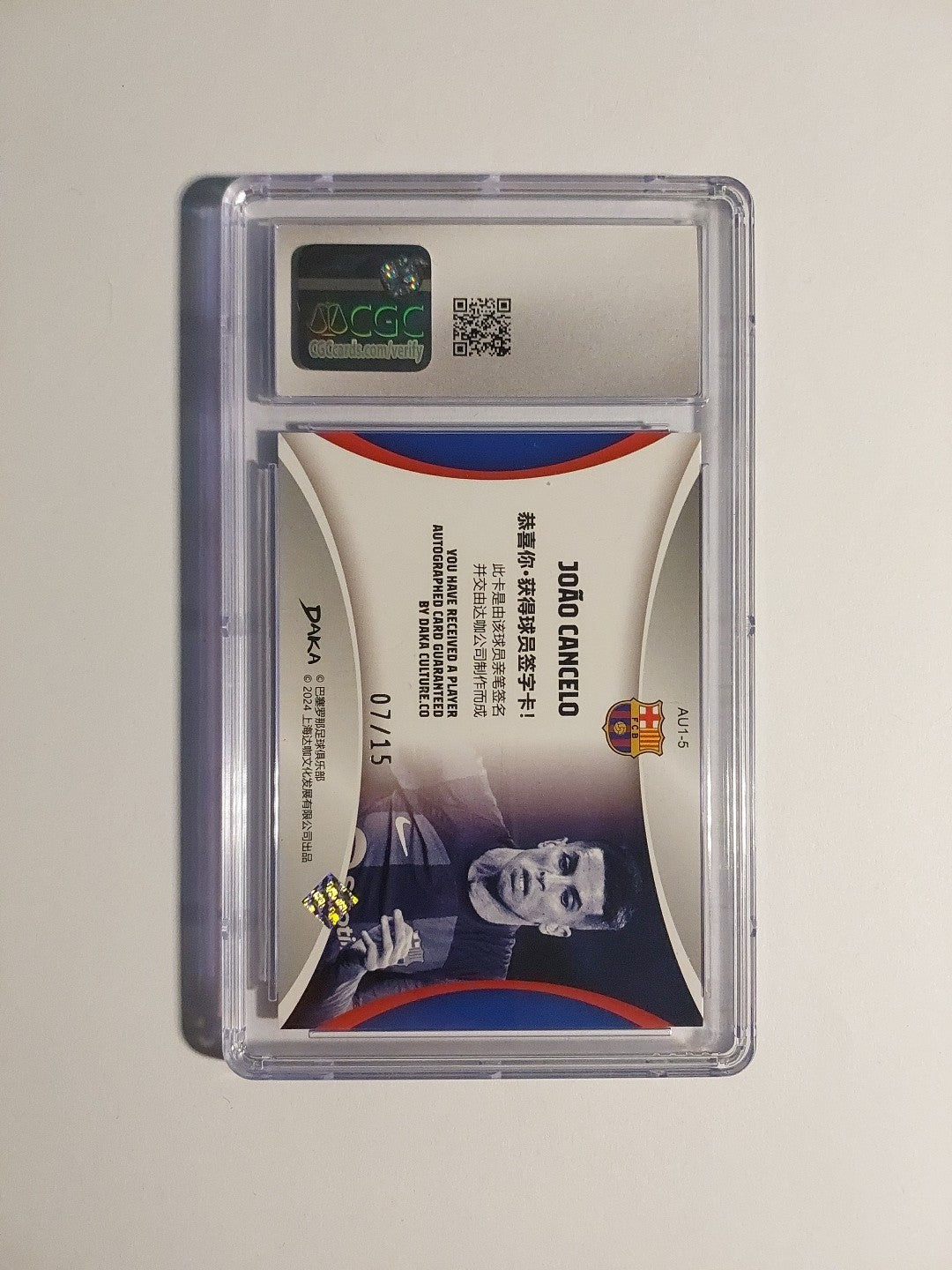 Daka Barcelona 2023-24 Joao Cancelo Auto Parallel 7/15 Refractor CGC 10 = PSA – Bild 3