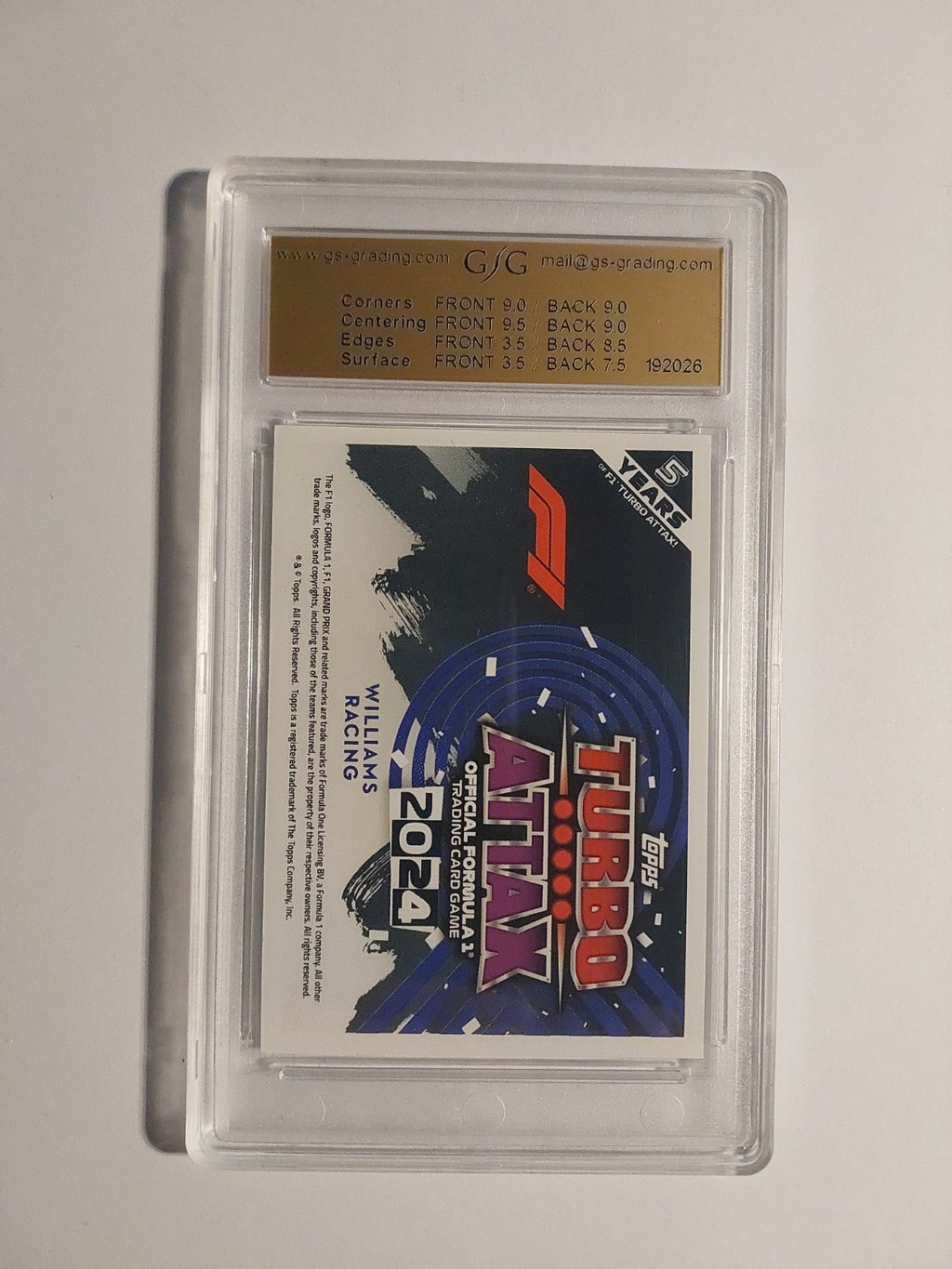 Topps Turbo 2024 Williams Racing England GSG 5 = PSA Parallel 479/499 Team Logo – Bild 4