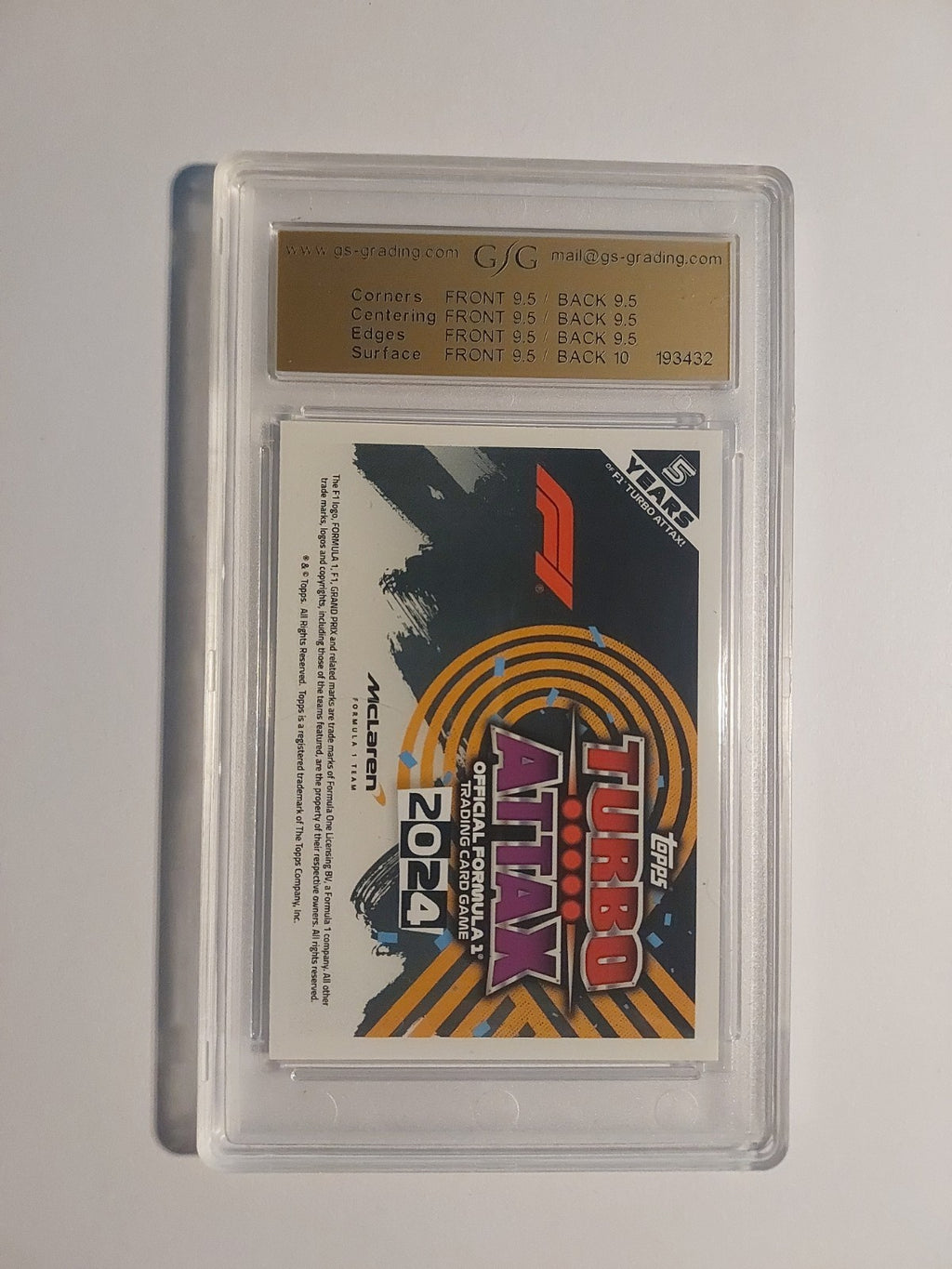 Topps Turbo 2024 Team Logo McLaren Formel 1 Parallel 134/299 GSG 9.5 = PSA Rare – Bild 4