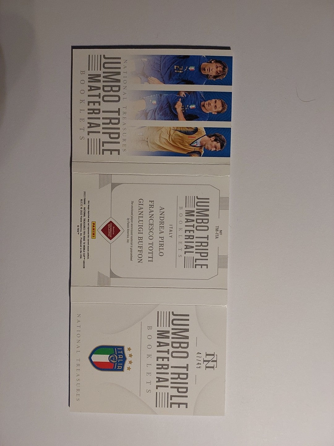 Panini 2021-22 Pirlo & Totti & Buffon Tripple Booklet Patch Relic Parallel 47/49 – Bild 5
